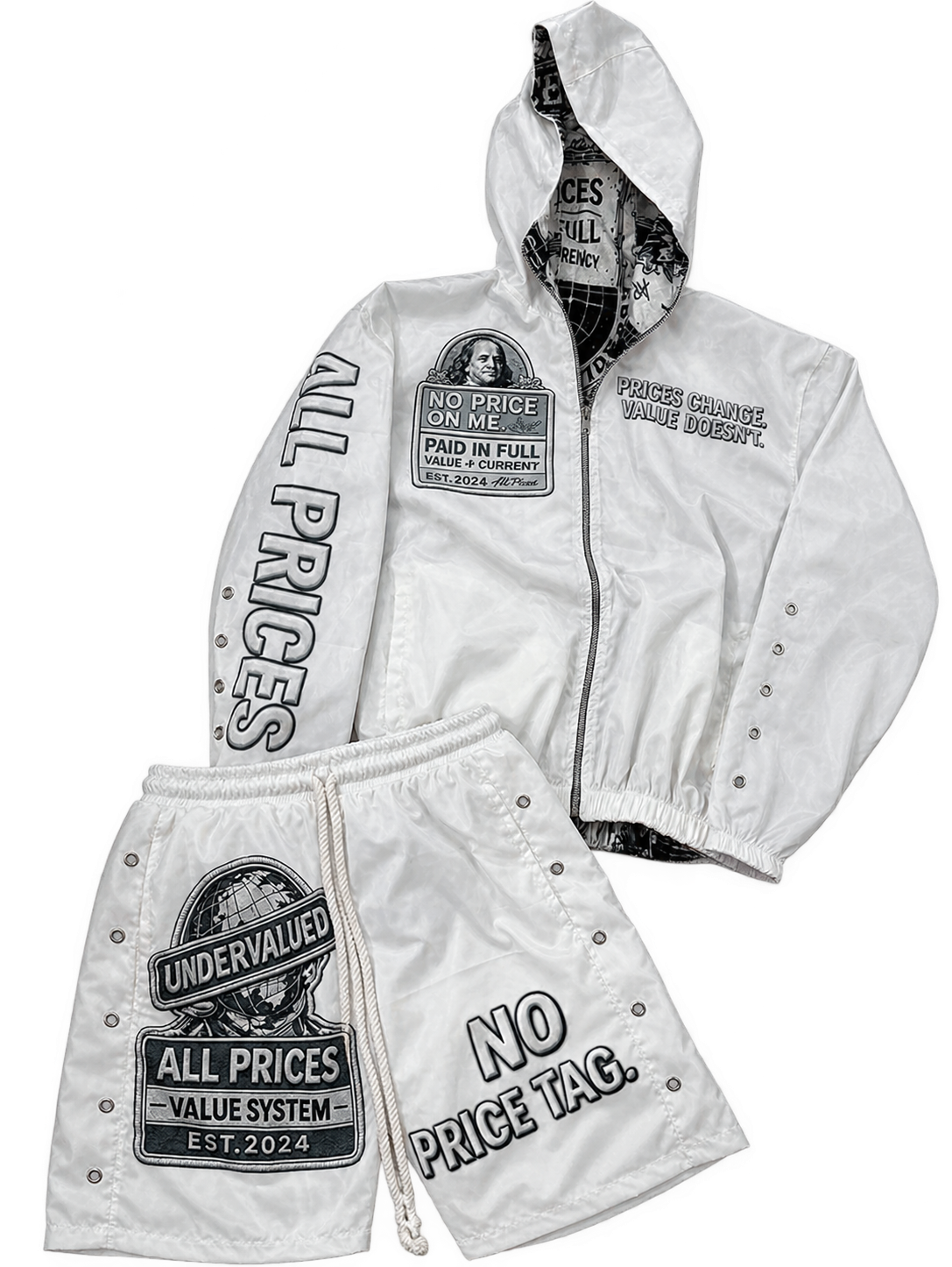 White “ Pure Profit “ All Prices Windbreaker