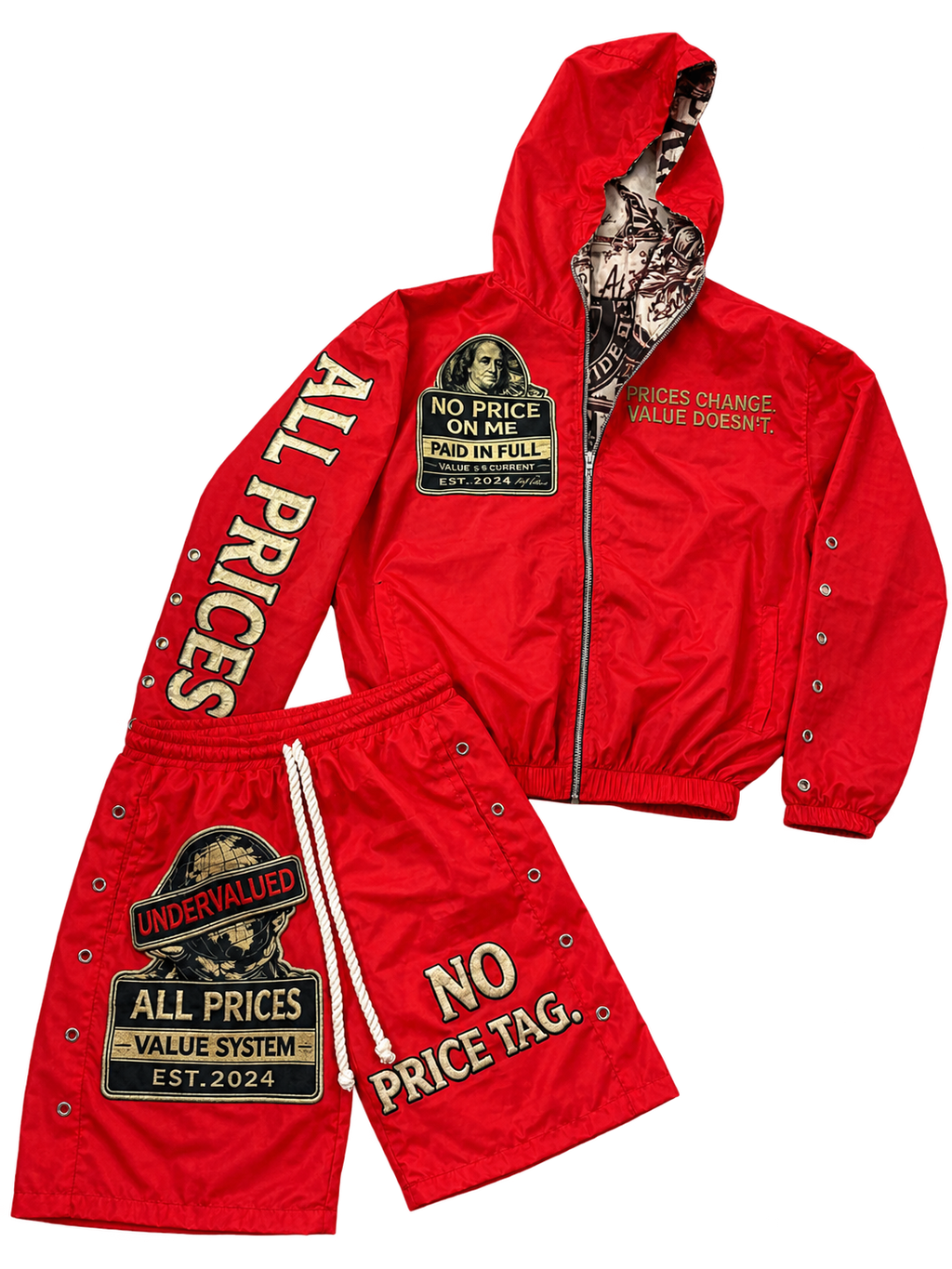 Red “ Blood Money “ All Price Windbreaker