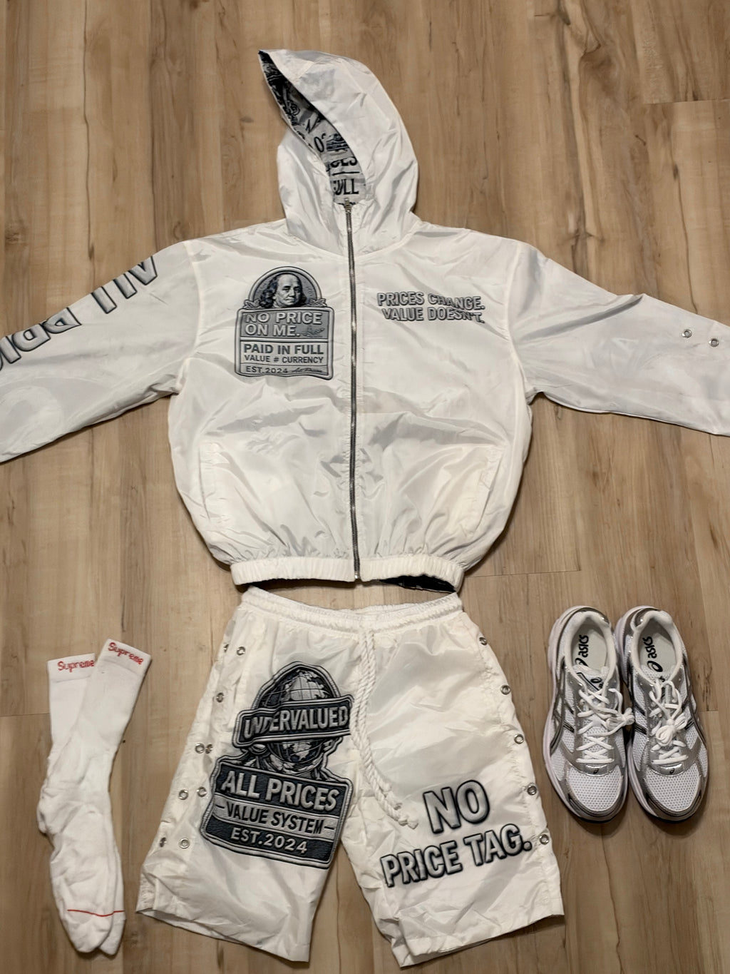 White “ Pure Profit “ All Prices Windbreaker