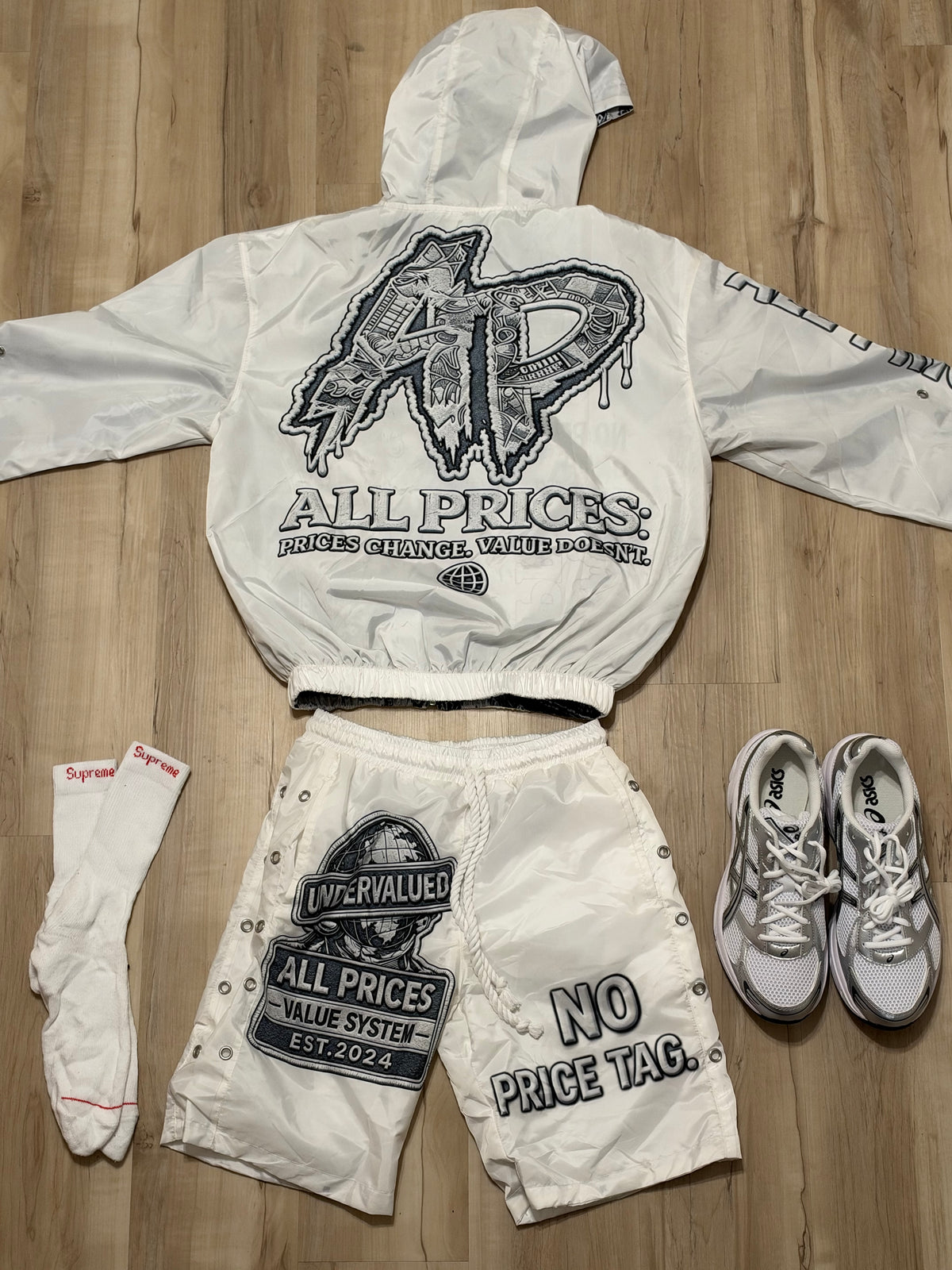 White “ Pure Profit “ All Prices Windbreaker